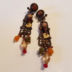 Vintage Robert Rose Clip-on Dangle Earrings